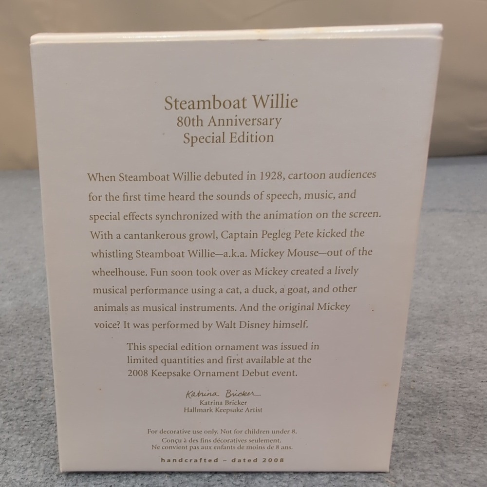 Hallmark 2008 Limited Edition Steamboat Willie 80th‎ Anniversary Ornament - Picture 2 of 3